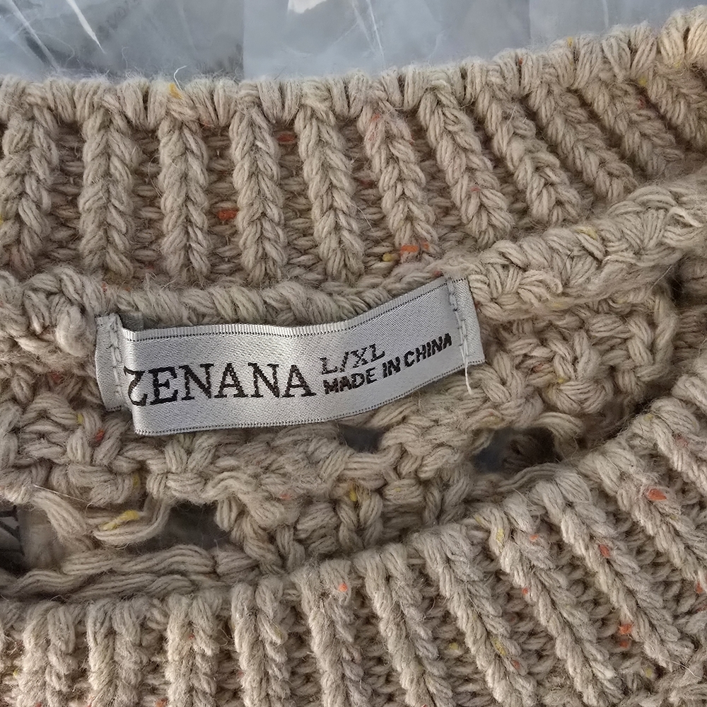 #0569 🧜♀️ L/XL ZENANA Lt Mocha Sweater w/Speckles 30-33ptp 22L Balloon Slvs - Picture 4 of 16